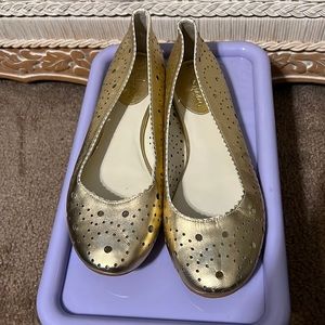 Coach gold metallic leather laser cut out ballet flats Nike Air Size 9